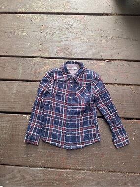 Children's Plaid Button-Down Shirt - Navy & Burgundy